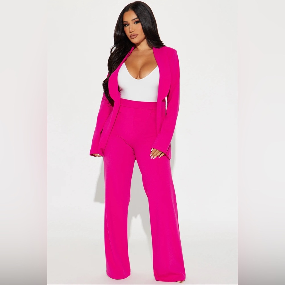 Fashion Nova Pink Suit Set Blazer Pant CEO Vibes